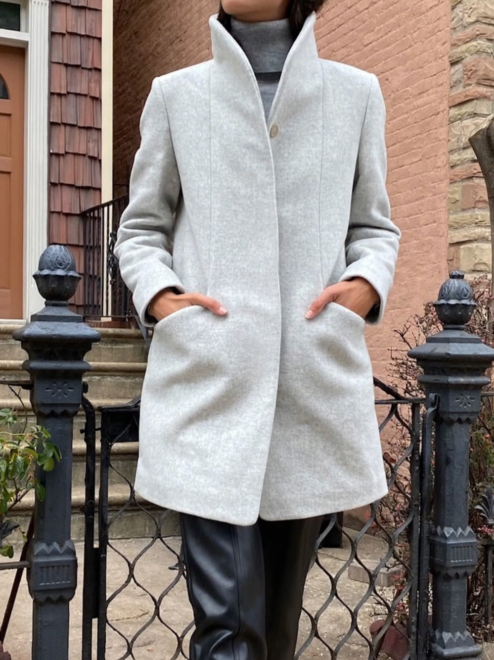 WILFRED THE CACOON COAT HEATHER WHITE - XXS